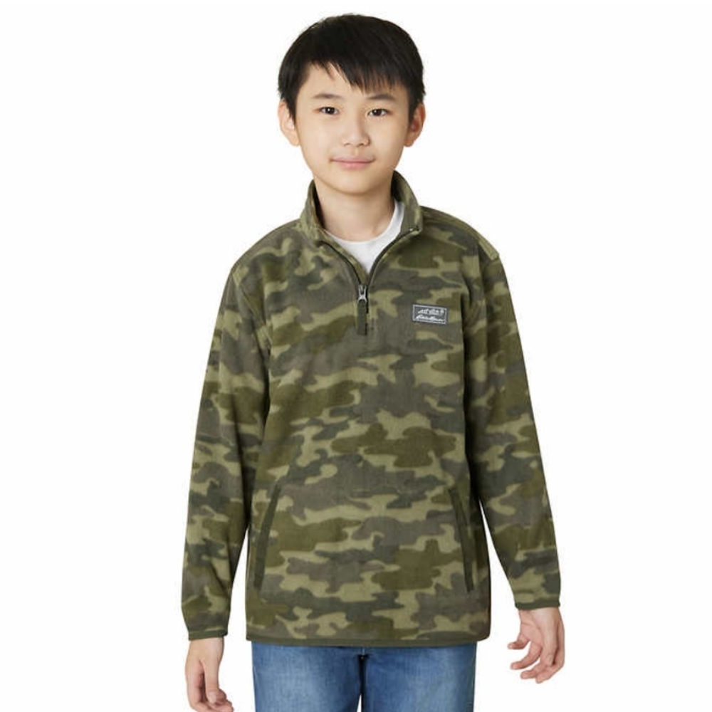 Kids Eddie Bauer Fleece Pullover 1/4 zip, Camo Shacket